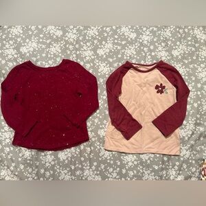 Garanimals Burgundy and Beige Long Sleeve Tees